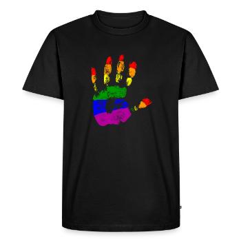 Rainbow Connection Embrace, Happy Pride - Men's Premium Organic T-Shirt - black - Front - Nico (187cm)