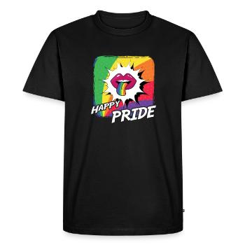 Rainbow Connection Embrace, Happy Pride - Men's Premium Organic T-Shirt - black - Front - Nico (187cm)