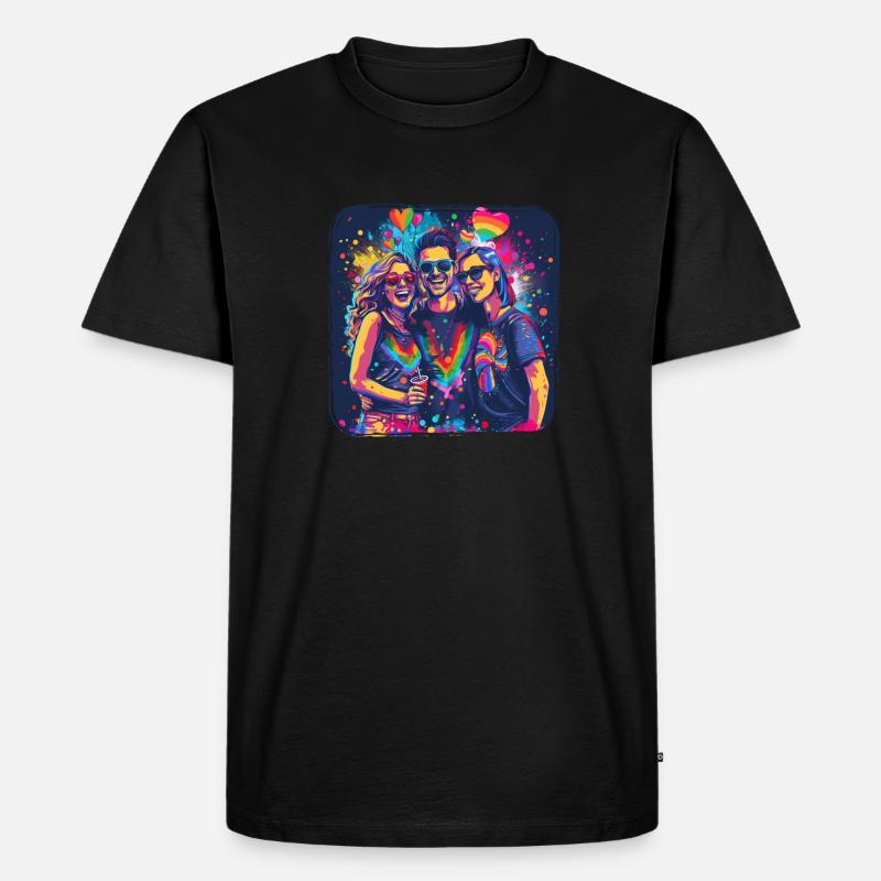 Rainbow Connection Embrace, Happy Pride - Männer Premium Bio T-Shirt - Schwarz