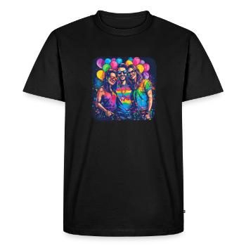 Rainbow Connection Embrace, Happy Pride - Men's Premium Organic T-Shirt - black - Front - Nico (187cm)