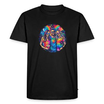 Rainbow Connection Embrace, Happy Pride - Men's Premium Organic T-Shirt - black - Front - Nico (187cm)