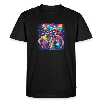 Rainbow Connection Embrace, Happy Pride - Men's Premium Organic T-Shirt - black - Front - Nico (187cm)