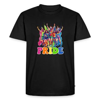 Rainbow Connection Embrace, Happy Pride - Men's Premium Organic T-Shirt - black - Front - Nico (187cm)