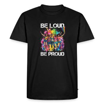 Rainbow Connection Embrace, Happy Pride - Men's Premium Organic T-Shirt - black - Front - Nico (187cm)