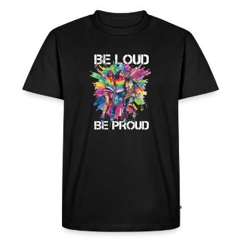 Rainbow Connection Embrace, Happy Pride - Men's Premium Organic T-Shirt - black - Front - Nico (187cm)