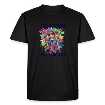 Rainbow Connection Embrace, Happy Pride - Men's Premium Organic T-Shirt - black - Front - Nico (187cm)