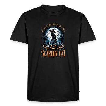 Joyeux Halloween, chat effrayé - T-shirt Premium bio Homme - noir - Devant - Nico (187cm)