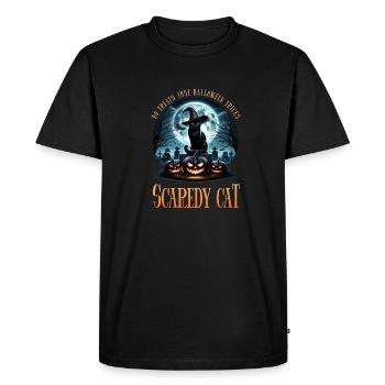Joyeux Halloween, chat effrayé - T-shirt Premium bio Homme - noir - Devant - Nico (187cm)