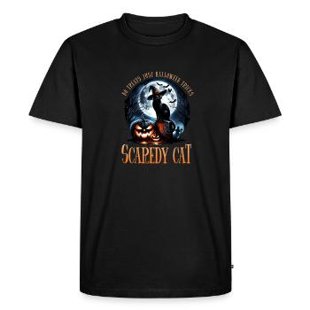 Joyeux Halloween, chat effrayé - T-shirt Premium bio Homme - noir - Devant - Nico (187cm)