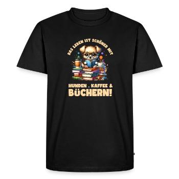 La lecture est mon passe-temps - la vie est plus belle avec - T-shirt Premium bio Homme - noir - Devant - Nico (187cm)