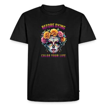 Dia-de-los-muertos-carnival-halloween art - Men's Premium Organic T-Shirt - black - Front - Nico (187cm)