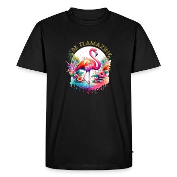 Kölle Alaaf Be Flamazing Flamingo Festival - Men's Premium Organic T-Shirt - black - Front - Nico (187cm)