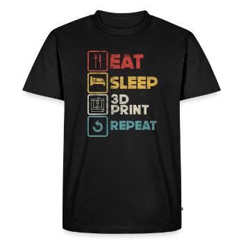 Eat Sleep Repeat – Funny Additive Manufacturing 3D - Men's Premium Organic T-Shirt - black - Front - Nico (187cm)