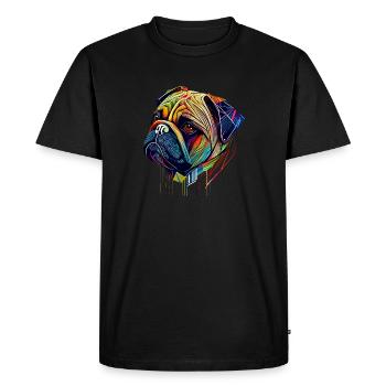 Pug face trend color in polygenic design - Men's Premium Organic T-Shirt - black - Front - Nico (187cm)