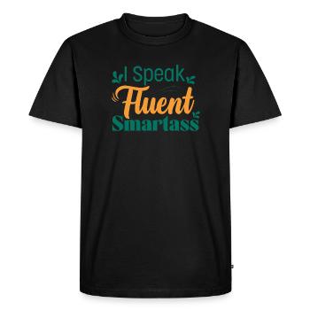 Je parle couramment Smartass Humour ironique - T-shirt Premium bio Homme - noir - Devant - Nico (187cm)