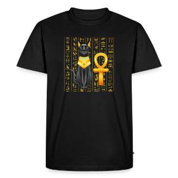 Hiéroglyphes égyptiens Anubis Bastet et Sphinx - T-shirt Premium bio Homme - noir - Devant - Nico (187cm)