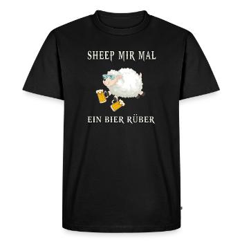 bier trinkspruch sheep mal bier rüber alkohol meme - Männer Premium Bio T-Shirt - Schwarz - Vorne - Nico (187cm)