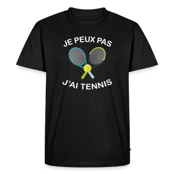 Je Peux Pas J'ai Tennis - T-shirt Premium bio Homme - noir - Devant - Nico (187cm)