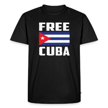 Vintage Free Cuba - Cuba Flag - Men's Premium Organic T-Shirt - black - Front - Nico (187cm)