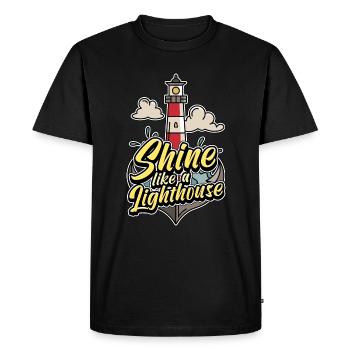 Shine like a lighthouse Lighthouse - Men's Premium Organic T-Shirt - black - Front - Nico (187cm)