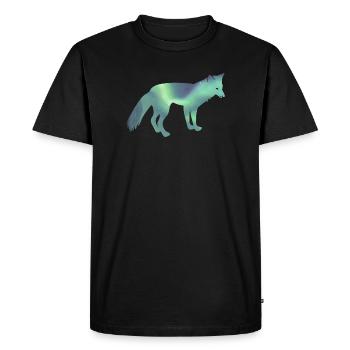Renard arctique d’Islande Renard bleu D’Islande Aurores boréales - T-shirt Premium bio Homme - noir - Devant - Nico (187cm)