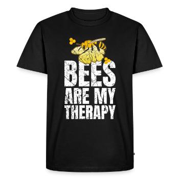 Les abeilles sont ma thérapie Apiculteur Apiculteur - T-shirt Premium bio Homme - noir - Devant - Nico (187cm)