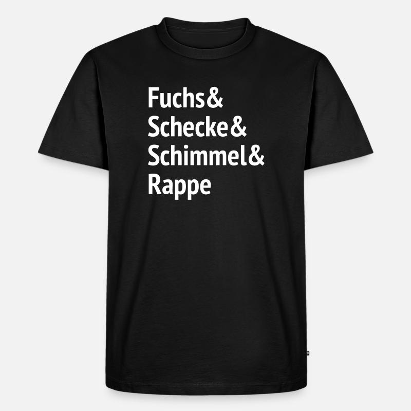Fuchs, Schecke, Schimmel und Rappe - Männer Premium Bio T-Shirt - Schwarz