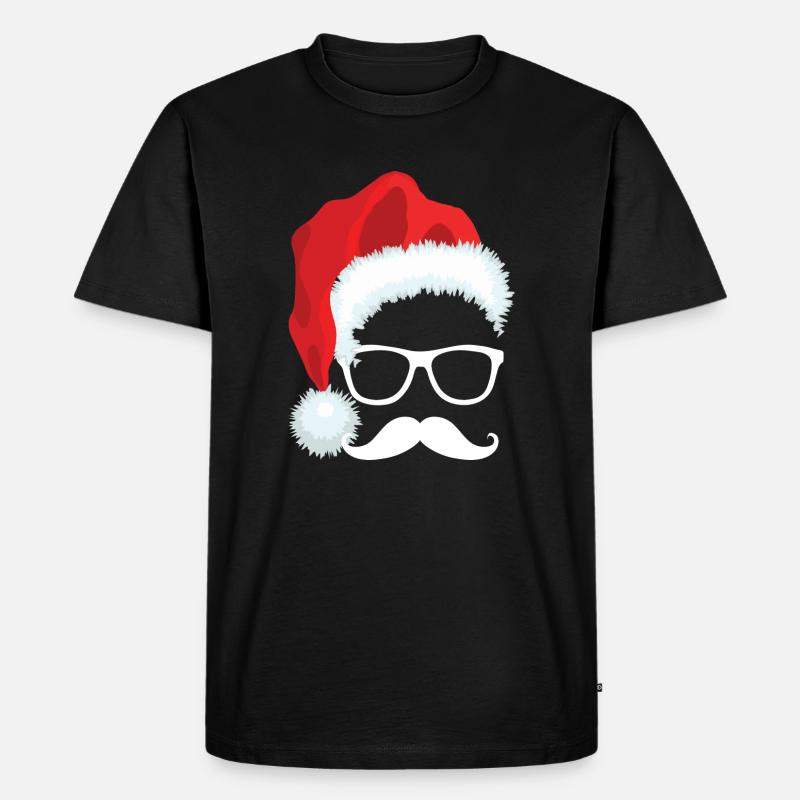 Xmas Hut mit Schnurrbart - Männer Premium Bio T-Shirt - Schwarz