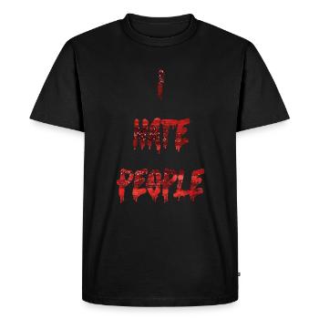 JE DÉTESTE LES GENS - sang rouge - T-shirt Premium bio Homme - noir - Devant - Nico (187cm)