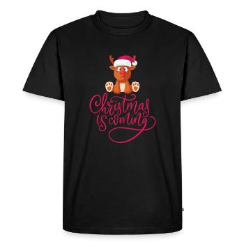 Weihnachten Christmas coming Xmas reindeer Rentier - Men's Premium Organic T-Shirt - black - Front - Nico (187cm)