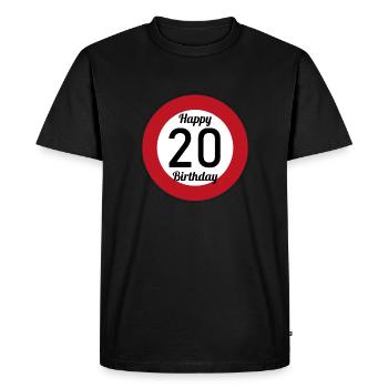 Panneau de signalisation du 20e anniversaire - T-shirt Premium bio Homme - noir - Devant - Nico (187cm)