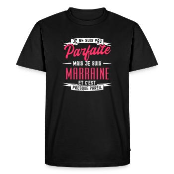 pas parfaite mais marraine / cadeau marraine - T-shirt Premium bio Homme - noir - Devant - Nico (187cm)