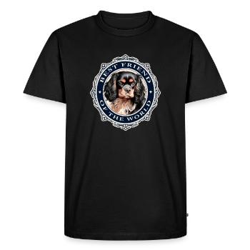 Meilleur ami du monde Cavalier Black & Tan - T-shirt Premium bio Homme - noir - Devant - Nico (187cm)