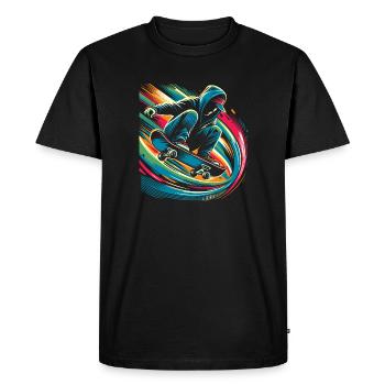 Skateur - T-shirt Premium bio Homme - noir - Devant - Nico (187cm)