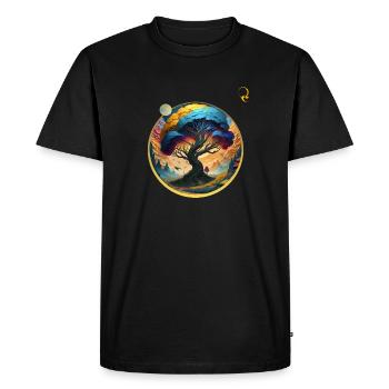 TREE OF LIFE AND THE WORLD - Men's Premium Organic T-Shirt - black - Front - Nico (187cm)
