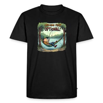 Catching Fish? Optional! Fisherman Fishing Shirt - Men's Premium Organic T-Shirt - black - Front - Nico (187cm)