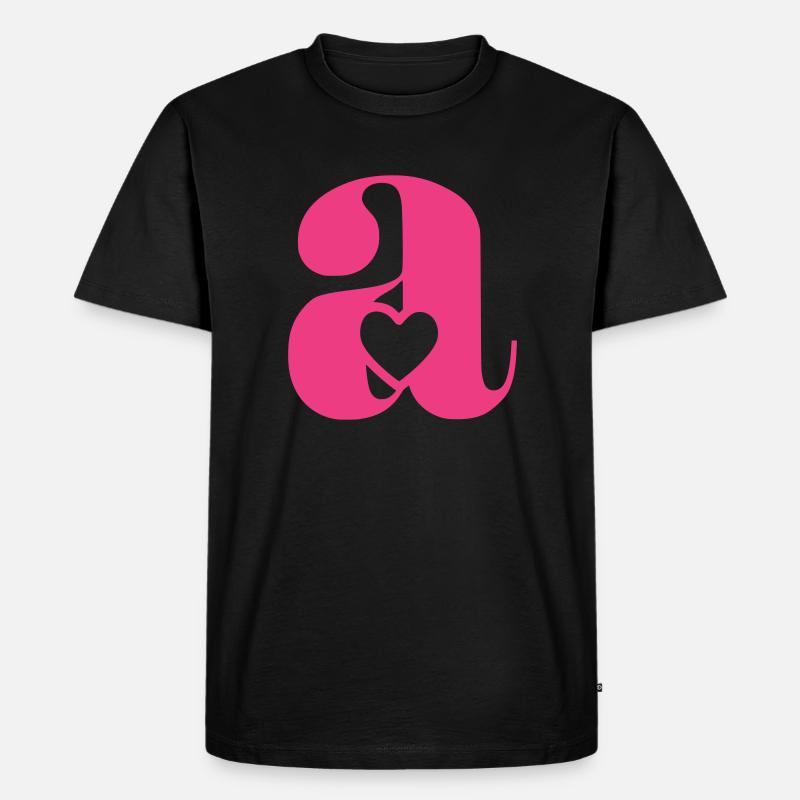 Buchstabe A Anfangsbuchstabe mit Herz - Männer Premium Bio T-Shirt - Schwarz