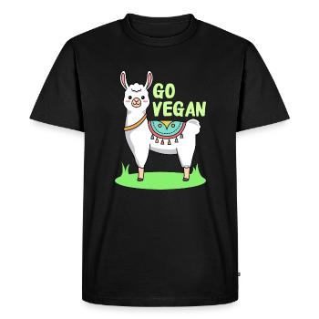 Llama design for proud vegans - Men's Premium Organic T-Shirt - black - Front - Nico (187cm)