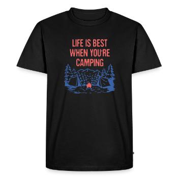Life is Best When Camping Positivity Camper - Men's Premium Organic T-Shirt - black - Front - Nico (187cm)