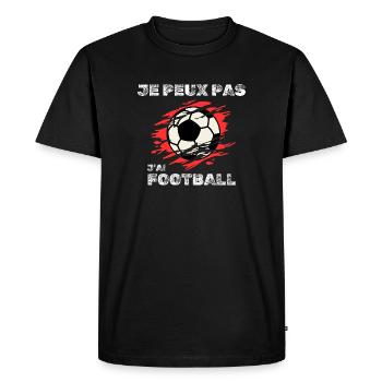 Ich kann nicht, ich habe Fußball - Männer Premium Bio T-Shirt - Schwarz - Vorne - Nico (187cm)