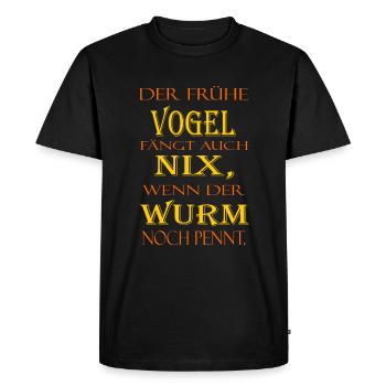 der frühe Vogel - Männer Premium Bio T-Shirt - Schwarz - Vorne - Nico (187cm)