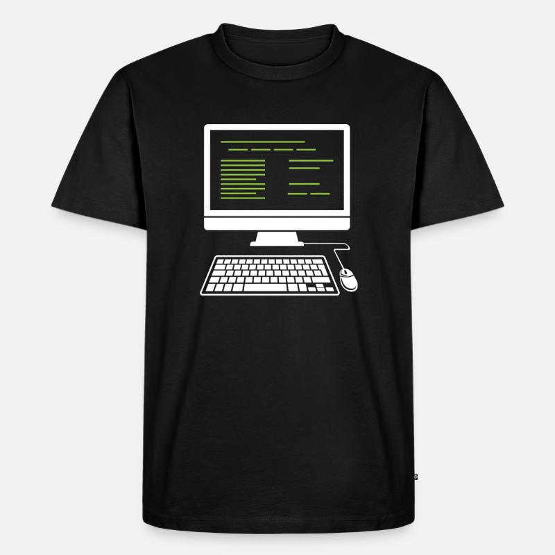 PC Computer - Männer Premium Bio T-Shirt - Schwarz