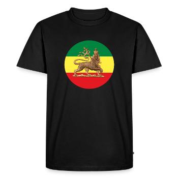 Lion of Judah - Ethiopia Reggae Roots Rastafari - T-shirt Premium bio Homme - noir - Devant - Nico (187cm)
