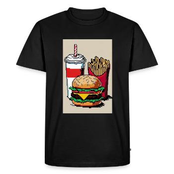 Burger Menu 8 Bit rétro Oldschool Gamer - T-shirt Premium bio Homme - noir - Devant - Nico (187cm)