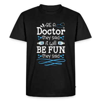 Docteur Médecine Douleur de l’étudiant - T-shirt Premium bio Homme - noir - Devant - Nico (187cm)