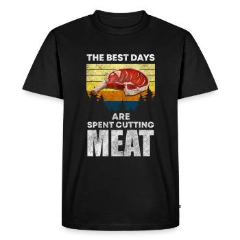 Butcher Meat Pig Butcher's Knife - Men's Premium Organic T-Shirt - black - Front - Nico (187cm)