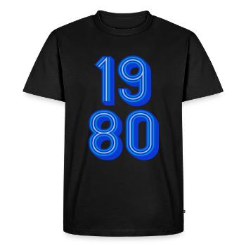 1980 Année de naissance | Couleurs changeantes - T-shirt Premium bio Homme - noir - Devant - Nico (187cm)