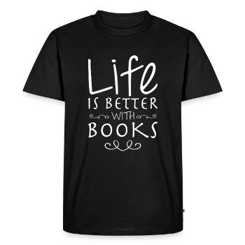 La vie est meilleure avec les livres - T-shirt Premium bio Homme - noir - Devant - Nico (187cm)