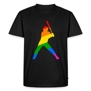 Rainbow Baseball Sport Design - Men's Premium Organic T-Shirt - black - Front - Nico (187cm)