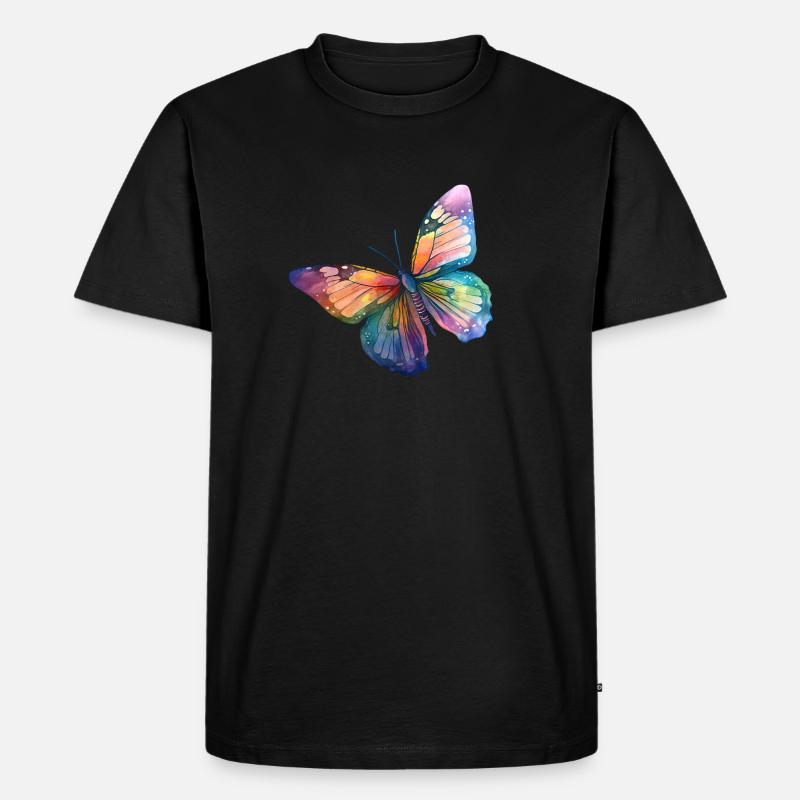 Schmetterling Regenbogenfarben - Männer Premium Bio T-Shirt - Schwarz